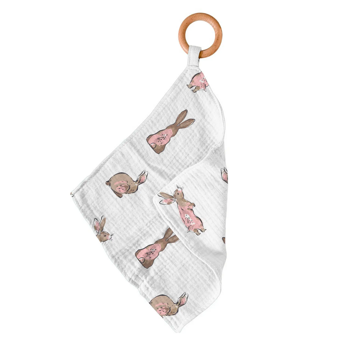 Powder Pink Bunnies Bamboo Teether