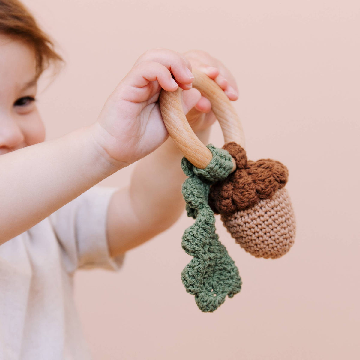 Acorn Cotton Rattle and Teether