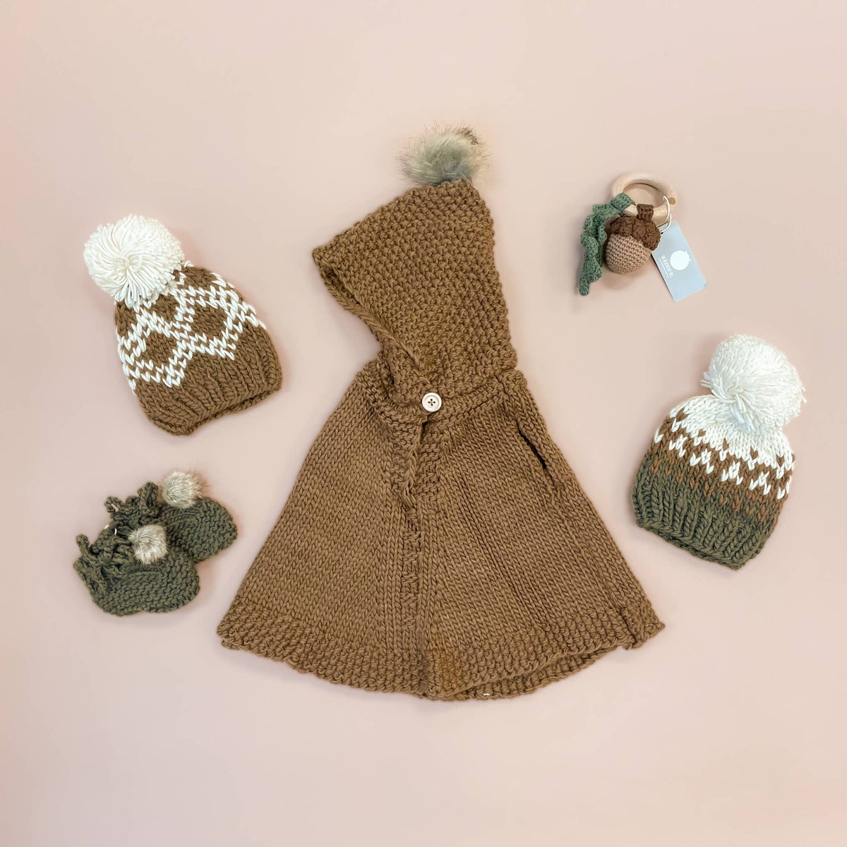 Acorn Cotton Rattle and Teether