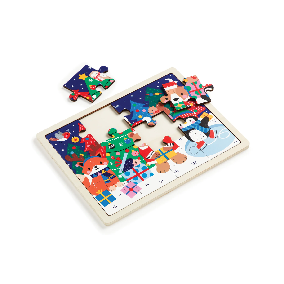 Christmas 12 Piece Wooden Tray Puzzle