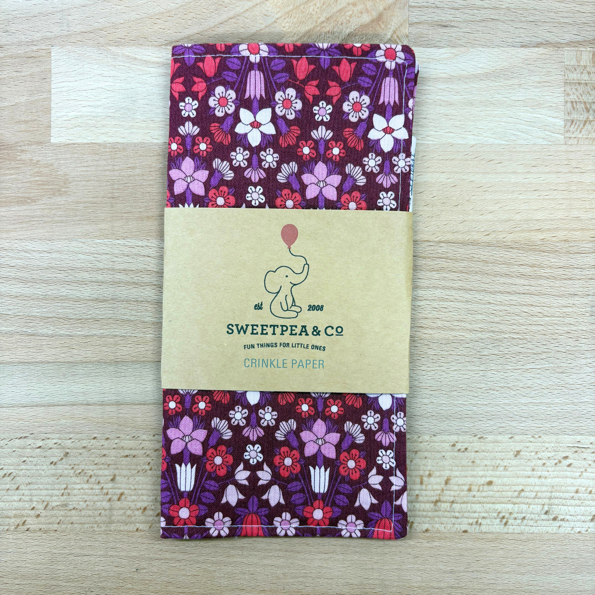 Baby Crinkle Paper - Purple Flowers