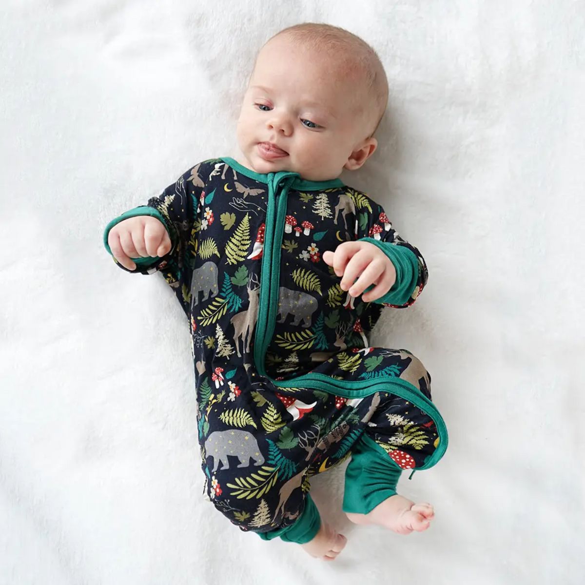Night Forest Bamboo Convertible Baby Pajamas
