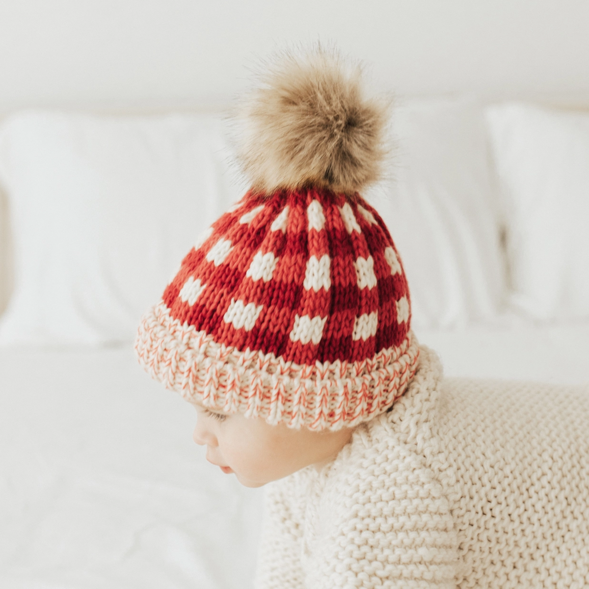 Buffalo Check Pom Pom Beanie Hat