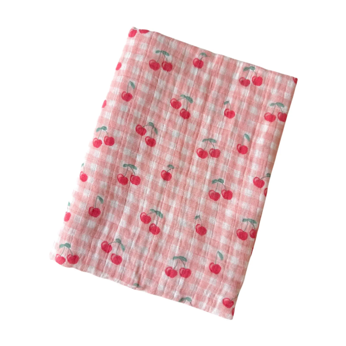 Gingham Cherries Muslin Swaddle