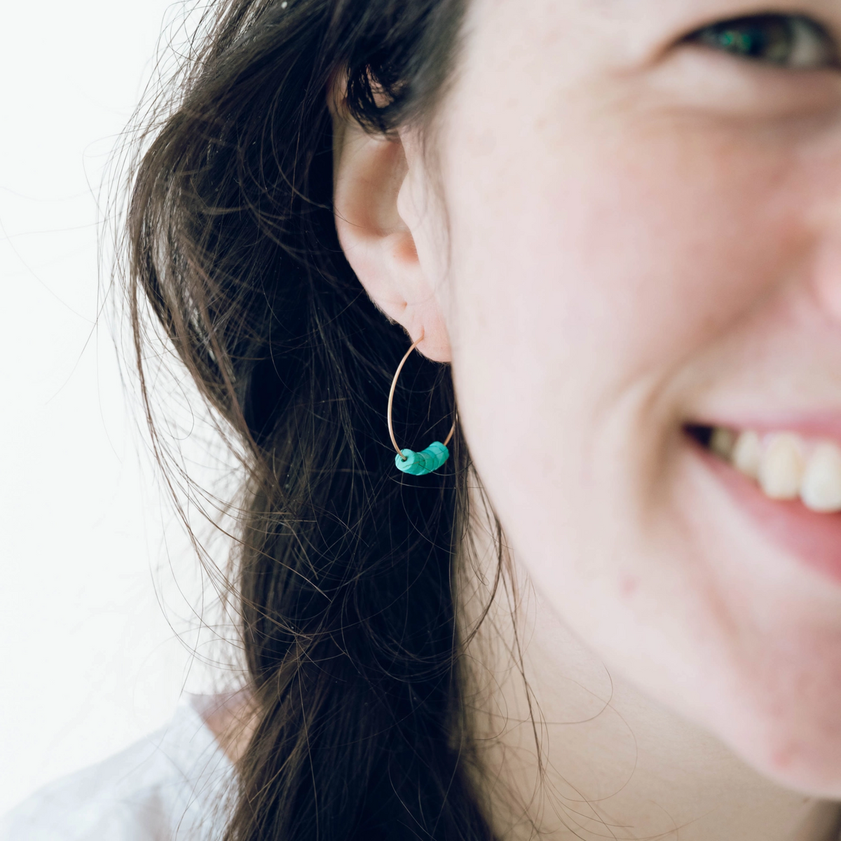 Gold Filled Hoops with Authentic Turquoise Beads