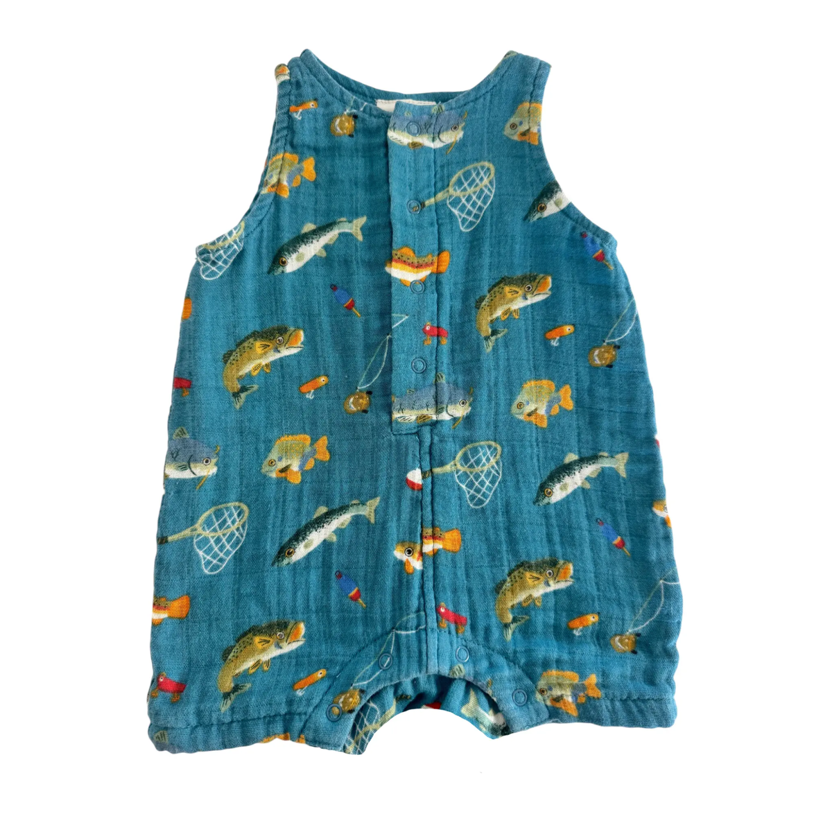 Gone Fishing Muslin Shortie Romper