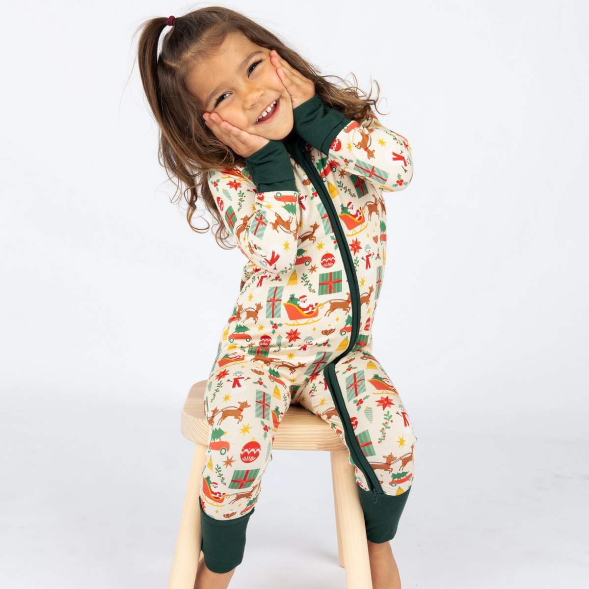 Holiday Vintage Christmas Bamboo Convertible Baby Pajamas