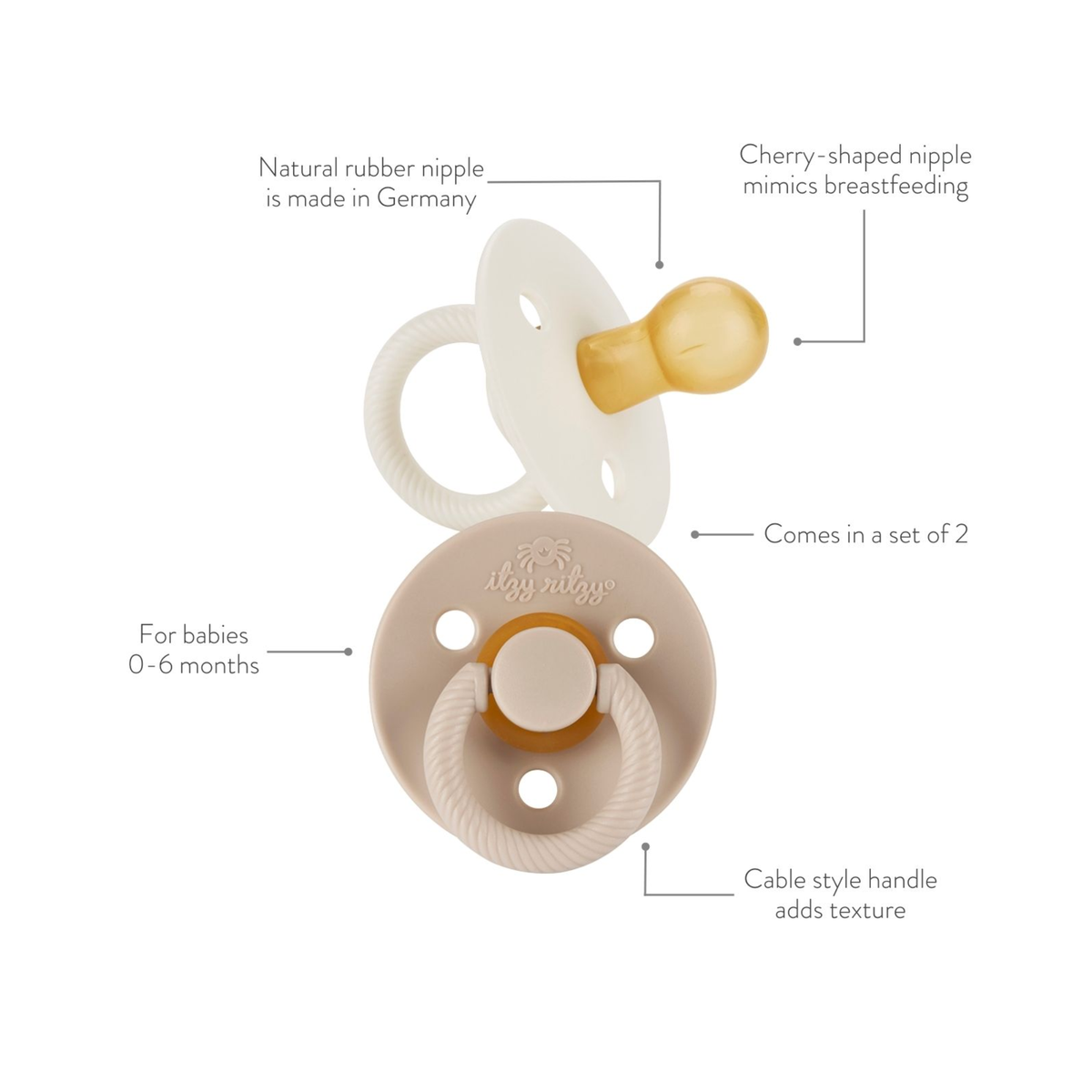 Itzy Soother™ Natural Rubber Pacifier Set