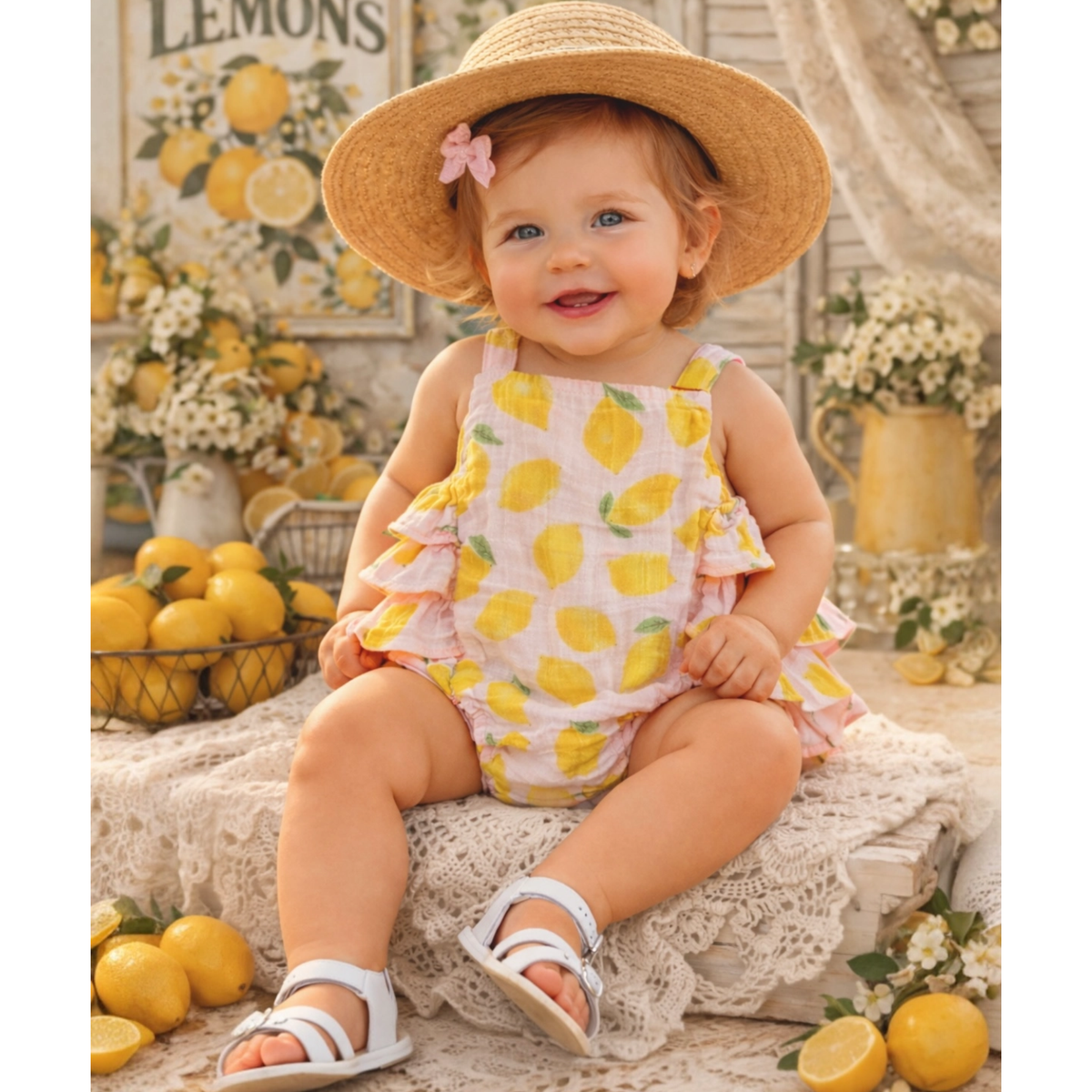 Lemon Sorbet  Muslin Ruffle Sunsuit