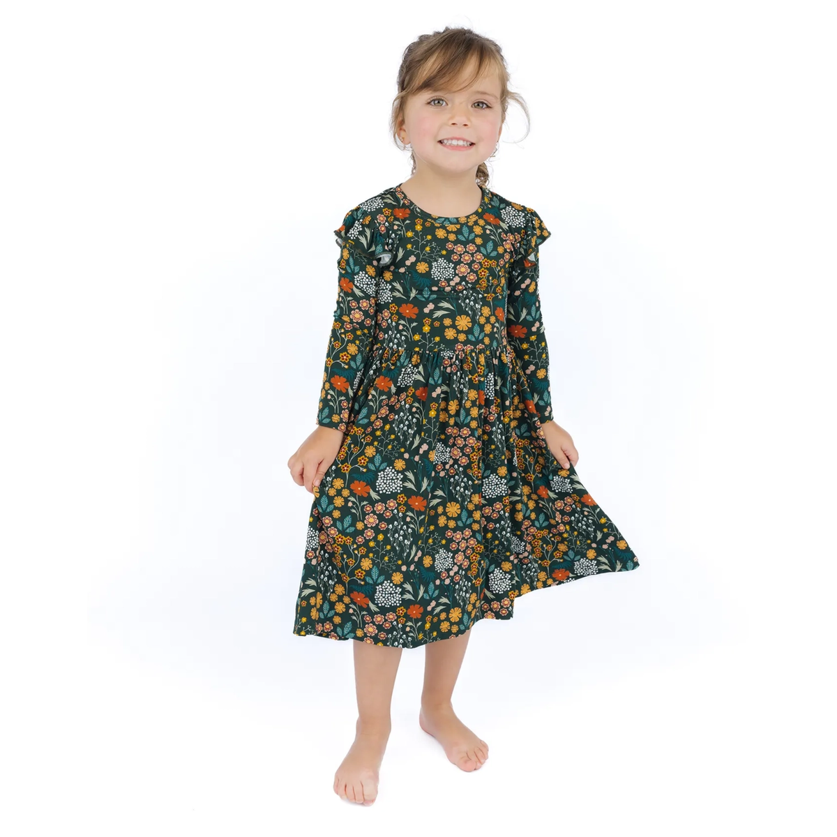 Moonlit Meadow Long Sleeve Bamboo Twirl Dress